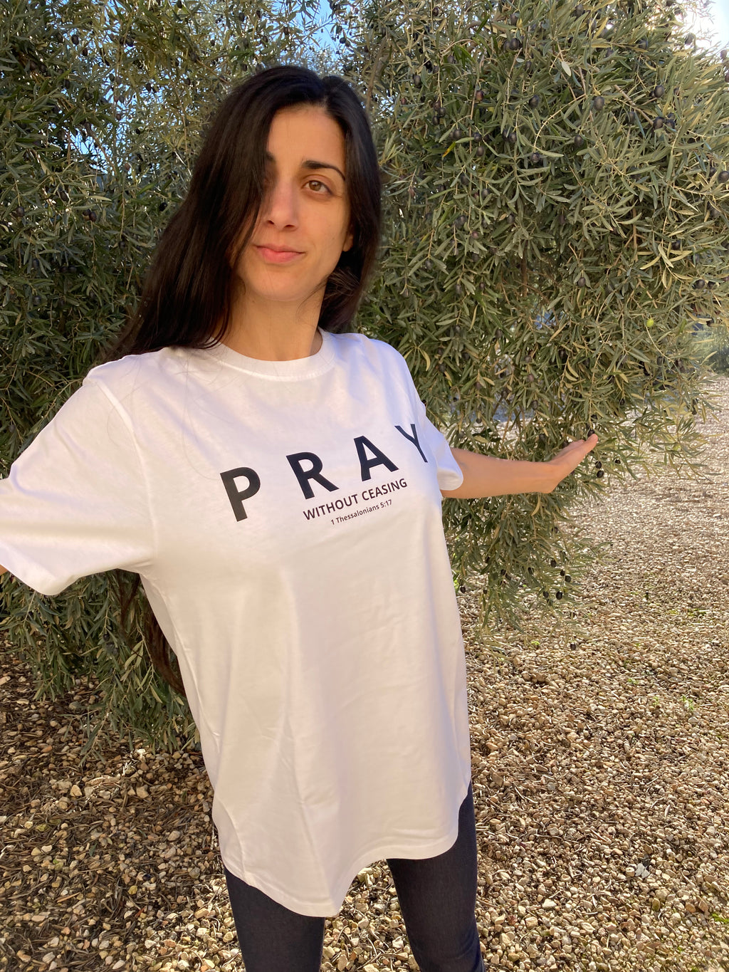 Pray without ceasing - white tee - Inspired By God